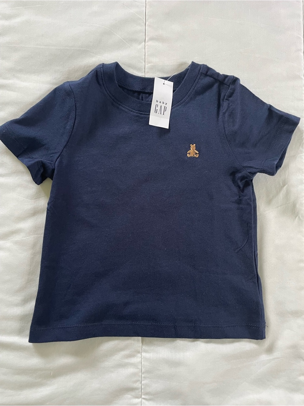 Baby GAP Navy Short Sleeve Tee with Tan Bear Patch